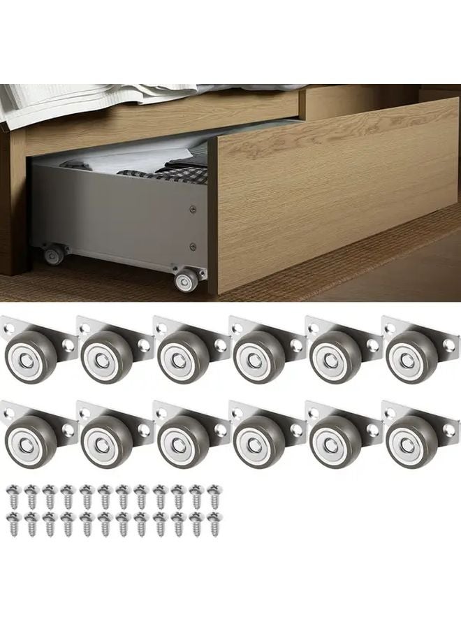 12pcs 1.25 Inch Side Mount Non Swivel Caster Wheels Silent Rolling For Furniture Cabinets - Image 4