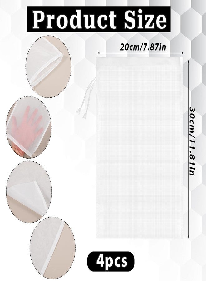 Zelphvt 4 Pcs Nylon Nut Milk Bag 12 × 8 Inches Fine Mesh Cheese Cloth Bag for Straining Reusable Food Strainer Cold Brew Filter for Straining Juice Coffee Yogurt Tea - Image 2