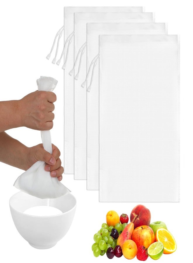 Zelphvt 4 Pcs Nylon Nut Milk Bag 12 × 8 Inches Fine Mesh Cheese Cloth Bag for Straining Reusable Food Strainer Cold Brew Filter for Straining Juice Coffee Yogurt Tea - Image 1