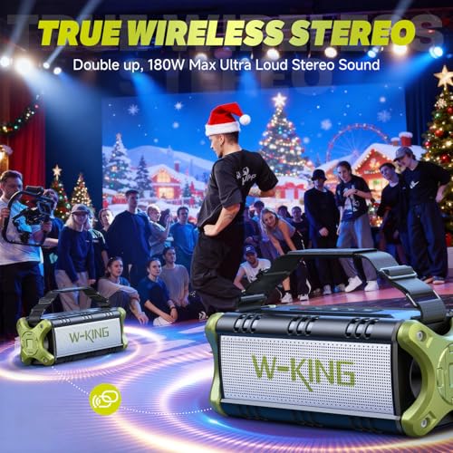 W-KING Bluetooth Speaker, 90W Max Outdoor Speaker, Loud Portable Speakers Wireless with 50W Deep Bass, Large Boombox Sound, IPX6 Waterproof, 40H, EQ, Dual Pairing, Subwoofer *2,TF, for Beach/Garage/Jobsite - Image 4
