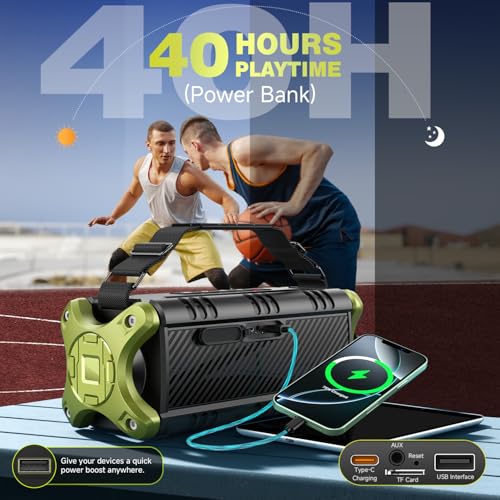 W-KING Bluetooth Speaker, 90W Max Outdoor Speaker, Loud Portable Speakers Wireless with 50W Deep Bass, Large Boombox Sound, IPX6 Waterproof, 40H, EQ, Dual Pairing, Subwoofer *2,TF, for Beach/Garage/Jobsite - Image 5