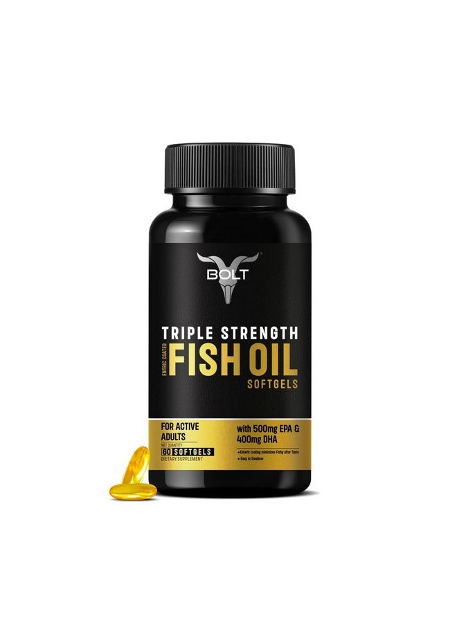 Bolt Nutrition Triple Strength Omega-3 Fish Oil 1300mg Capsules (60 Softgel Capsules) | 500mg EPA & 400mg DHA Fish oil - Image 1