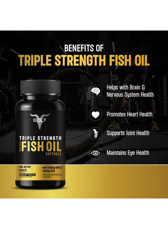 Bolt Nutrition Triple Strength Omega-3 Fish Oil 1300mg Capsules (60 Softgel Capsules) | 500mg EPA & 400mg DHA Fish oil - Image 3