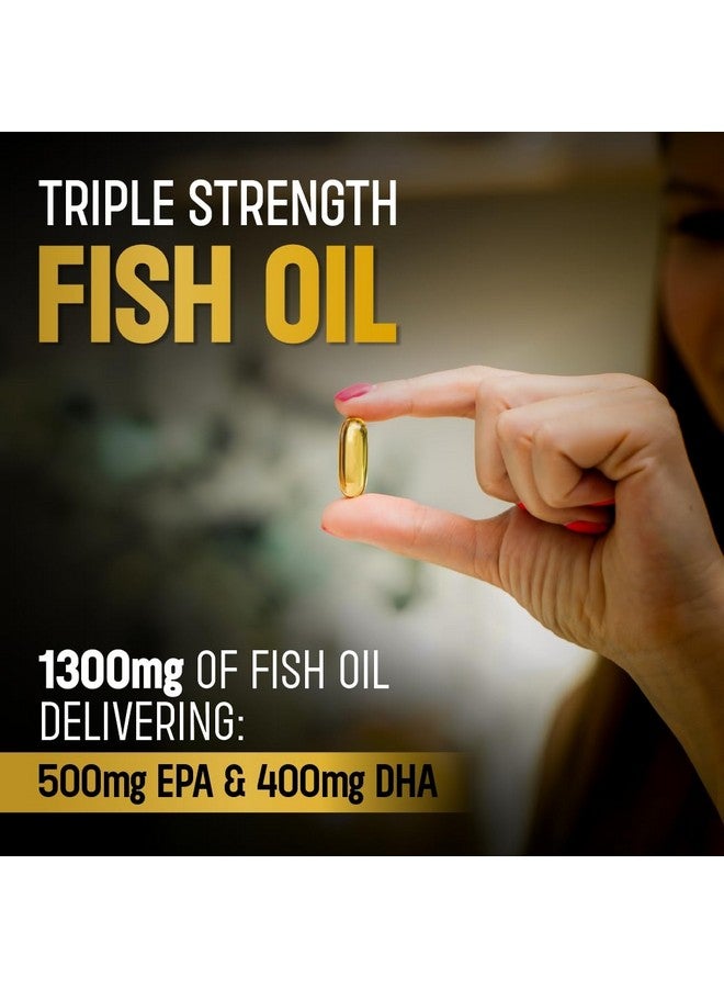 Bolt Nutrition Triple Strength Omega-3 Fish Oil 1300mg Capsules (60 Softgel Capsules) | 500mg EPA & 400mg DHA Fish oil - Image 2