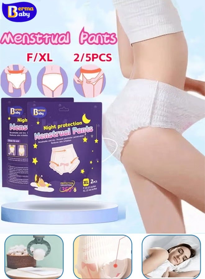 Berma Baby Women's disposable menstrual pants 100% cotton disposable maternity underwear, 5-pack disposable travel daily underwear, ultra-thin breathable menstrual pants, period pants, large size, soft and skin-friendly - Image 1