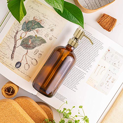 Vine Creations Amber Glass Soap Dispenser, 2 Pack Kitchen Soap Dispenser Set with Stainless Steel Pump, 16 oz Dish Soap and Hand Soap Dispensers for Bathroom with Waterproof Labels - Image 2