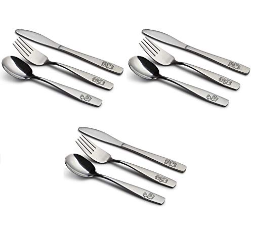 9 Piece Stainless Steel Kids Cutlery Child and Toddler Safe Flatware Kids Silverware Kids Utensil Set Includes 3 Knives 3 Forks 3 Spoons Total of 3 Place Settings Ideal for Home and Preschools