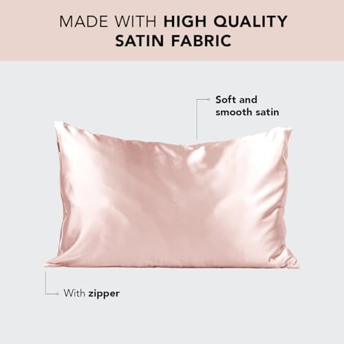Kitsch Satin Pillowcase with Zipper for Hair Skin Softer Than Silk Pillow Cases Smooth Cooling Satin Pillow Case WrinkleFree Machine Washable King Size Satin Pillow Case 19x36 Blush - Image 3