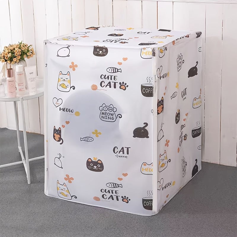 Printed Thickened Sun Protection Washing Machine Cover Drum Type Fun Cat For Household Use - Image 4