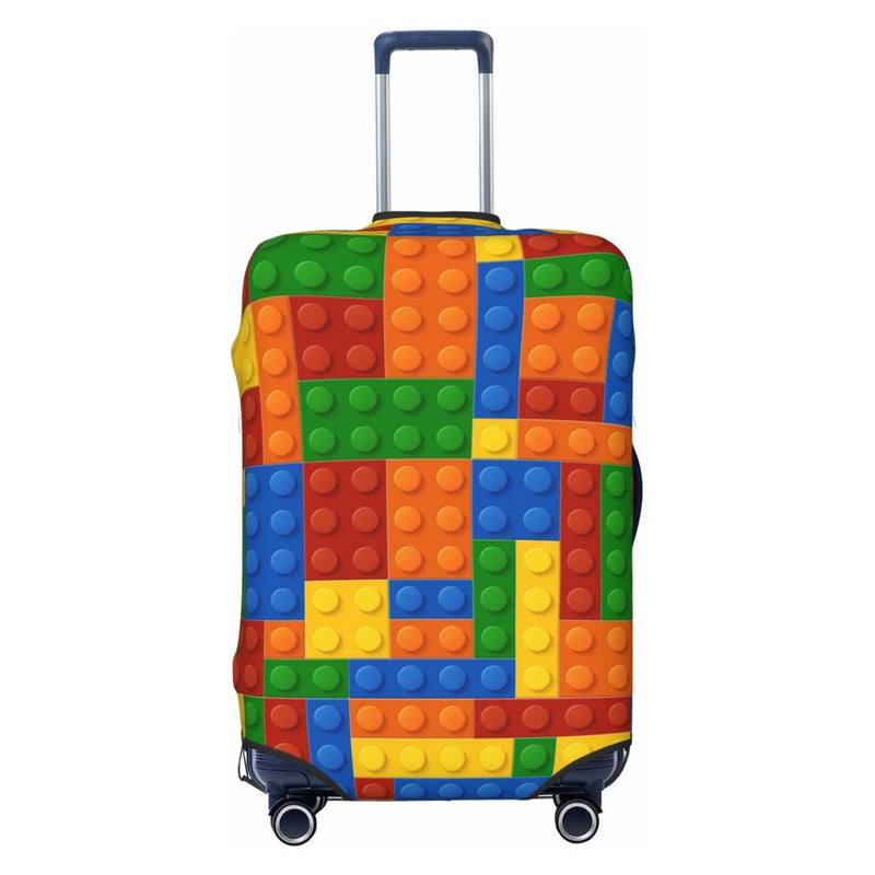 Worltoldb Building Blocks Travel Luggage Cover Polyester Suitcase Protector Washable Baggage Covers Fits 2224 Inch - Image 2