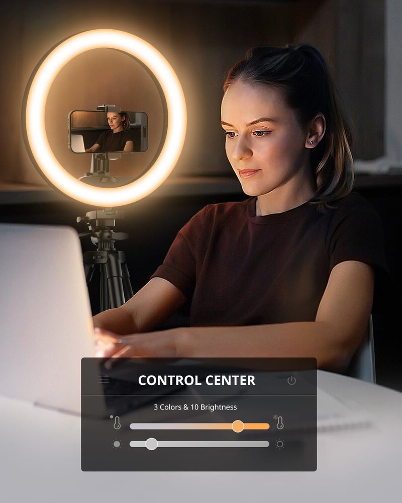 UBeesize 12 inch Ring Light with Stand, Selfie Ring Light with 50" Extendable Tripod Stand & Phone Holder for Live Stream/Makeup/YouTube Video - Image 2