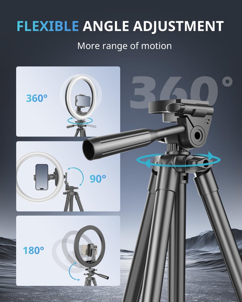 UBeesize 12 inch Ring Light with Stand, Selfie Ring Light with 50" Extendable Tripod Stand & Phone Holder for Live Stream/Makeup/YouTube Video - Image 4