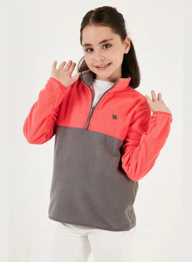 Lela Soft Texture Half Zipper Color Block Stand Collar 2-Pack Polar Kids POLAR 5905004S2