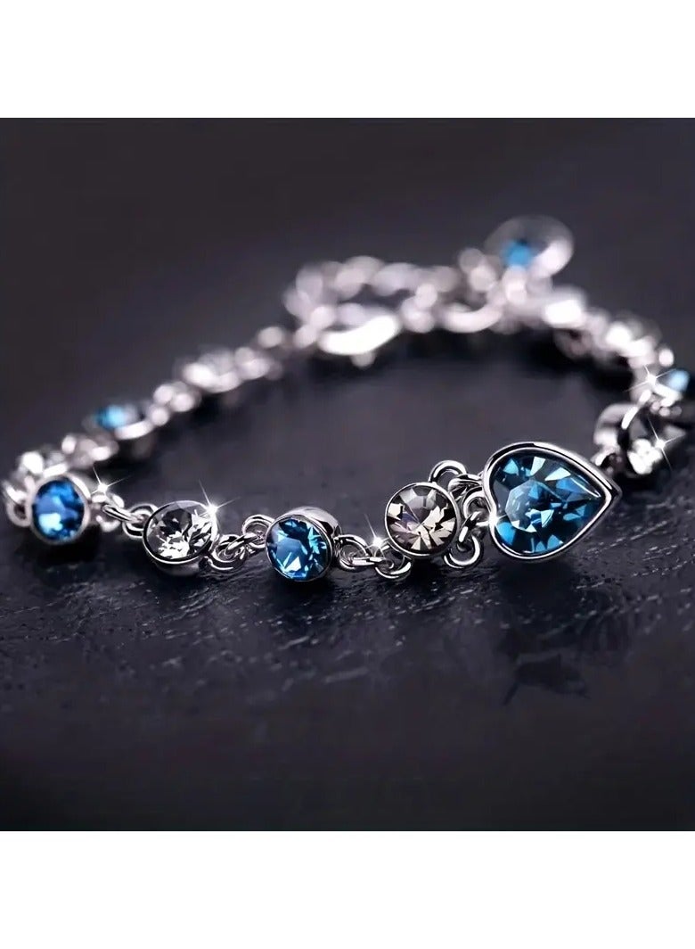 Goolsky سوار مذهل على شكل قلب المحيط مزين بالأحجار الكريمة للفتيات - مجوهرات عصرية وأنيقة، خيار مثالي للهدايا - Image 3