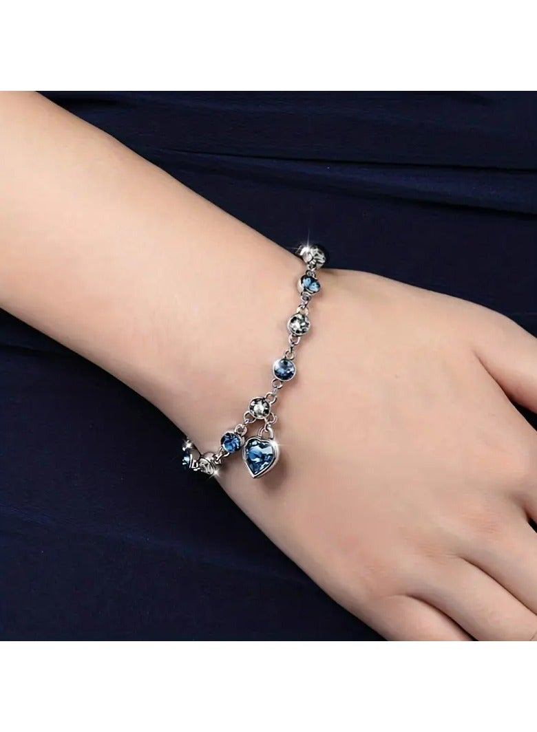 Goolsky سوار مذهل على شكل قلب المحيط مزين بالأحجار الكريمة للفتيات - مجوهرات عصرية وأنيقة، خيار مثالي للهدايا - Image 2