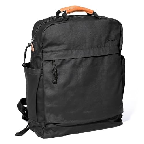 GOOTIUM Canvas Backpack for Women Vintage Style Zipper Bag Men's Casual Daypack Cloth Outdoor Travel Rucksack, Black - Image 2