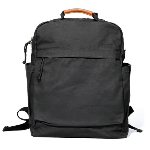 GOOTIUM Canvas Backpack for Women Vintage Style Zipper Bag Men's Casual Daypack Cloth Outdoor Travel Rucksack, Black - Image 1