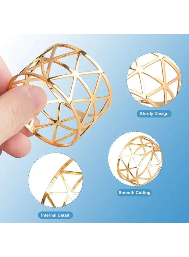 Elegant Golden Napkin Rings Set 20pcs Interlocking Hexagon Hoops Durable Metal Table Holders For Wedding Birthday Party Bulk Events - Image 3