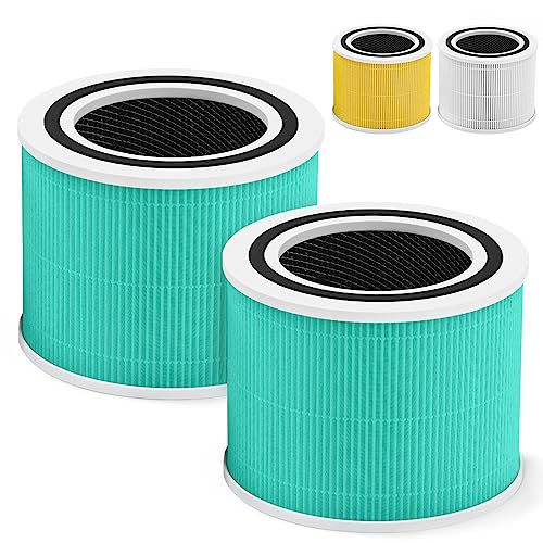 isinlive Core 300 Toxin Absorber Replacement Filter for LEVOIT Core300-P Core 300 VortexAir Air Purifier, 3-in-1 HEPA and Activated Carbon, Core 300-RF-TX, 2 Pack, Green - Image 1