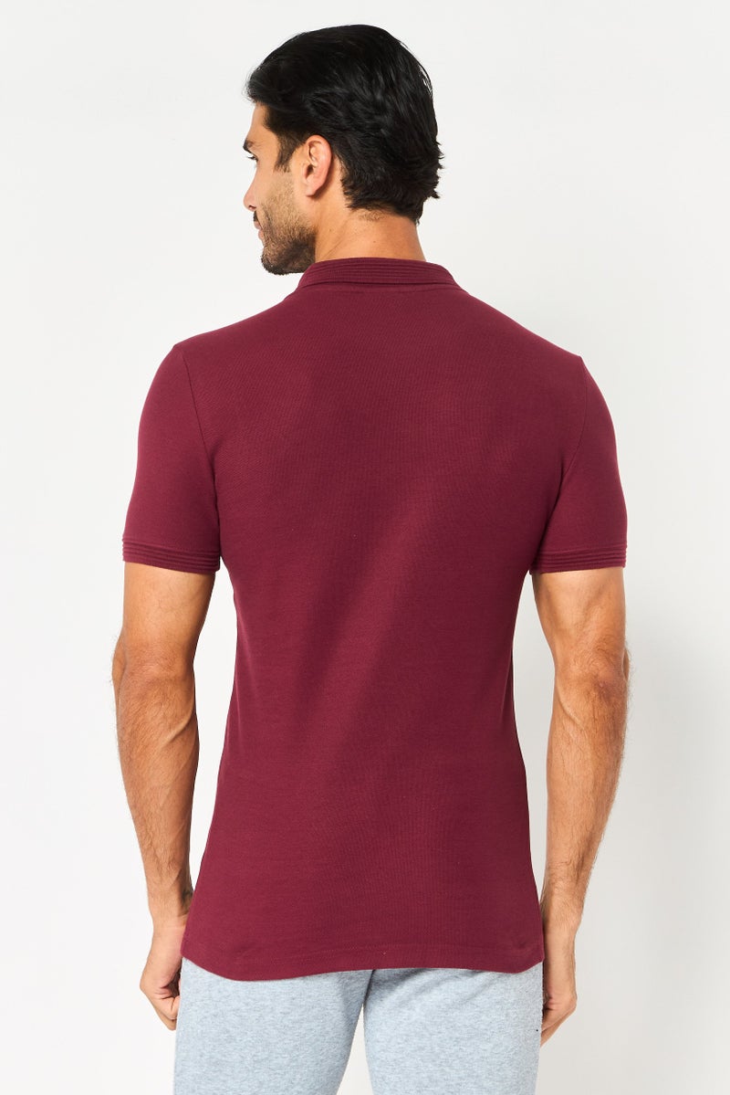 PUMA Men Slim Fit Short Sleeve Embroidered Logo Outdoor Polo Shirt, Maroon - Image 3