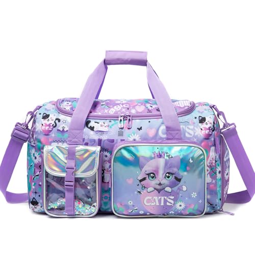 Oruiji Girls Overnight Bag Kids Duffle Bag Travel Weekender Bags for Girls Dance Gymnastics Bags for Kids with Shoe Compartment - Image 1