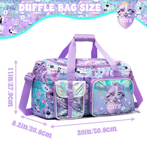 Oruiji Girls Overnight Bag Kids Duffle Bag Travel Weekender Bags for Girls Dance Gymnastics Bags for Kids with Shoe Compartment - Image 3