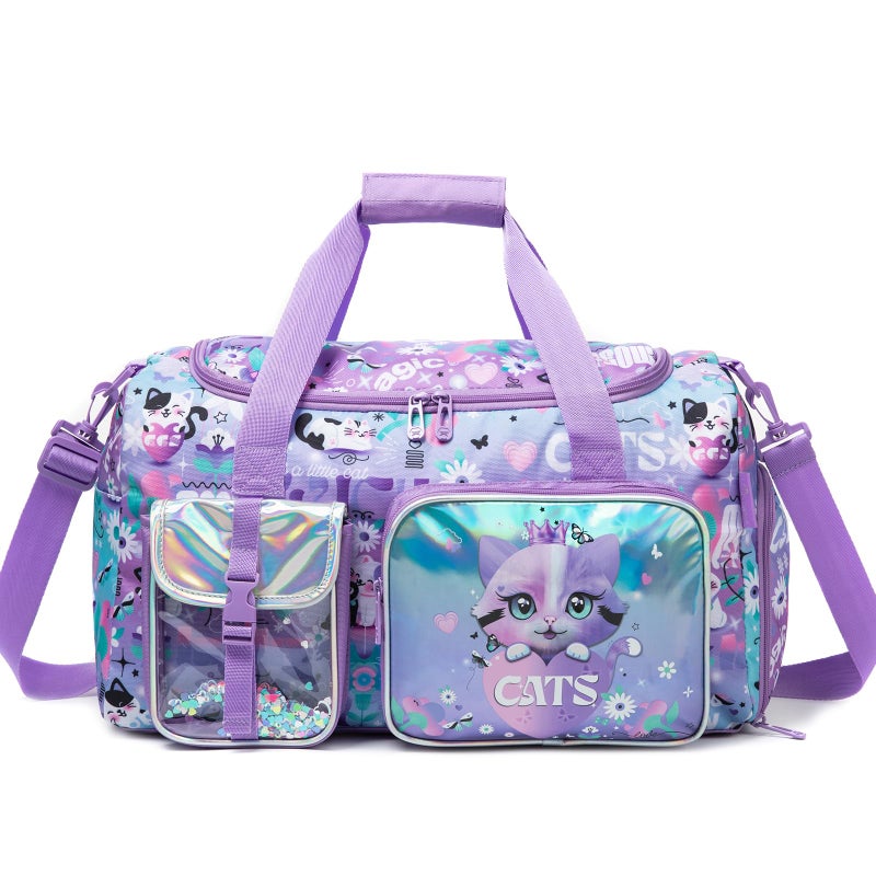Oruiji Girls Overnight Bag Kids Duffle Bag Travel Weekender Bags for Girls Dance Gymnastics Bags for Kids with Shoe Compartment - Image 2