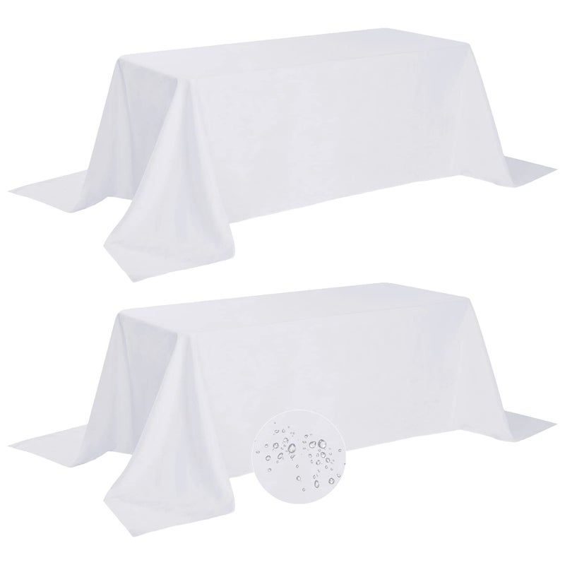Fokitut 2 Pack Waterproof Rectangle Tablecloth 90x156 InchStain Resistant and Wrinkle Polyester Table Cloth Fabric Table Cover for Kitchen Dining Wedding Party Holiday DinnerWhite