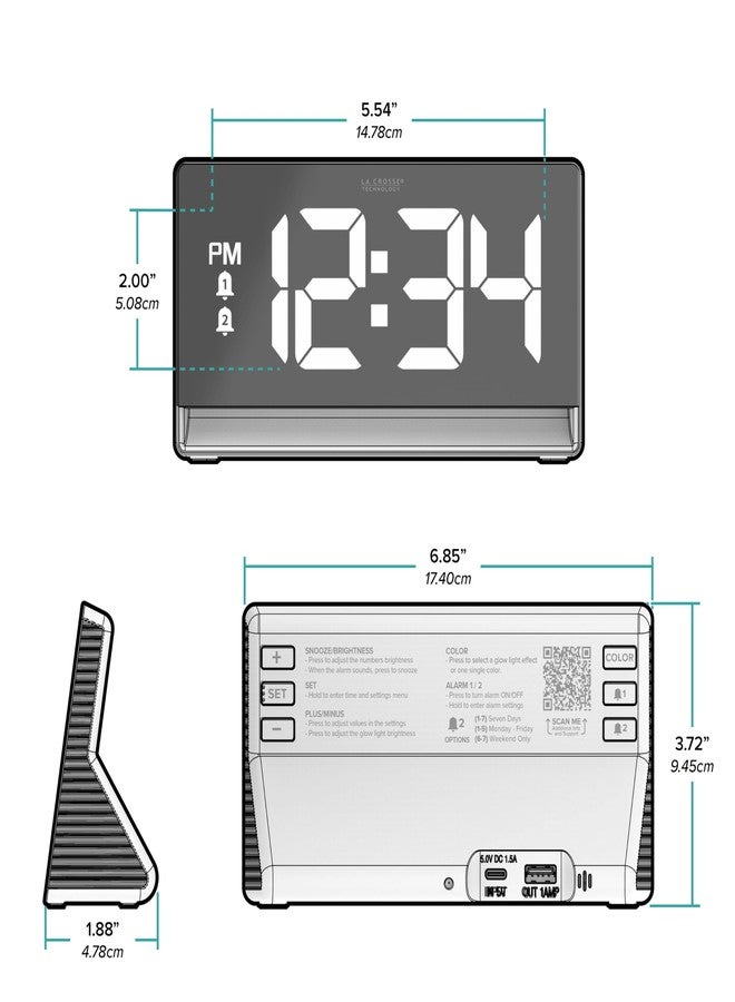 La Crosse Technology 617-149 Digital Alarm Clock with Color Changing Glow Light - Image 5