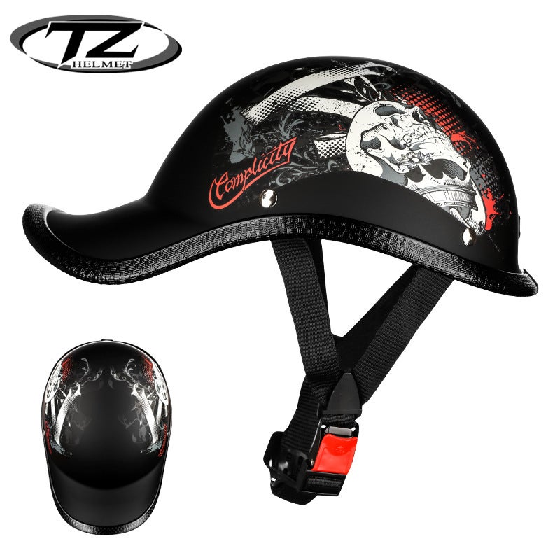 Generic Summer Breathable Mens Moped Helmet Retro Motorcycle Cruiser Half Cap Myth positive and negative 2 bands 