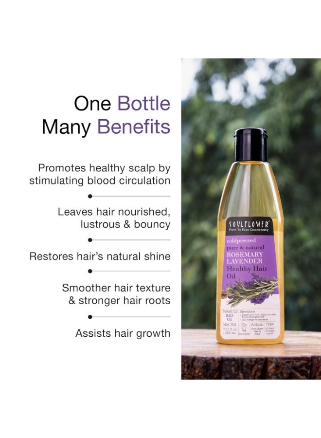 Soulflower Rosemary Lavender Hair Oil for Healthy Hair, Scalp, Hair Roots - 100% Pure & Natural Undiluted Coldpressed Oil, 225ml (Pack of 2) - Image 2