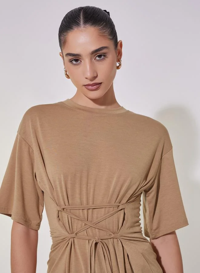 Take Two Solid Tie-Up Detail Regular Fit T-Shirt