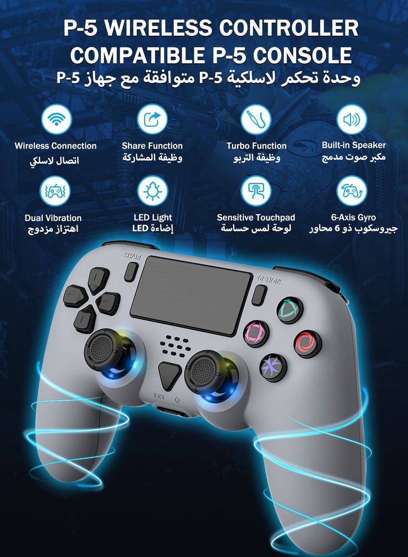 Wireless PS5 Controller with Dual Motor Vibration, Six-Axis Motion Sensing, Programmable Back ons, 3.5mm Headphone Jack, External Speaker, Wired/Wireless for PS5  PC - Ergonomic Design for Comfortab - Image 2