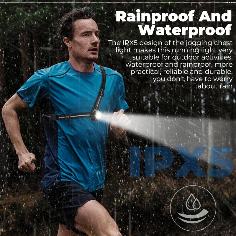 West Biking Night Running Lights, USB Rechargeable Chest Light with 90Â° Adjustable Beam Angle, 500 Lumens Waterproof Ultra Bright SafetyLamp with Reflective Straps for Runner - Image 4