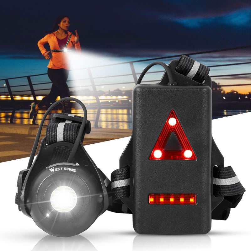 West Biking Night Running Lights, USB Rechargeable Chest Light with 90Â° Adjustable Beam Angle, 500 Lumens Waterproof Ultra Bright SafetyLamp with Reflective Straps for Runner - Image 1