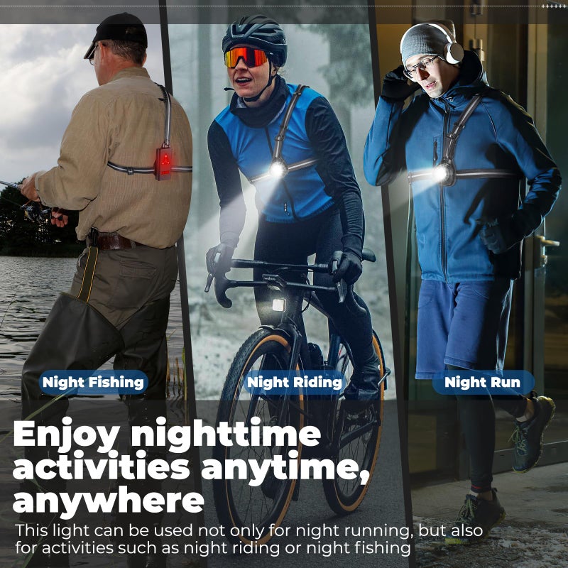 West Biking Night Running Lights, USB Rechargeable Chest Light with 90Â° Adjustable Beam Angle, 500 Lumens Waterproof Ultra Bright SafetyLamp with Reflective Straps for Runner - Image 5