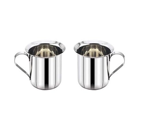 Expresso Stainless Steel Tea/Coffee Cup Set of 2 | Break-Resistant Steel Tea Cups with Handle | Unbreakable, Rust-Proof & Dishwasher Safe | Travel-Friendly Mug for Hot & Cold Drinks (100 ML) - Image 1