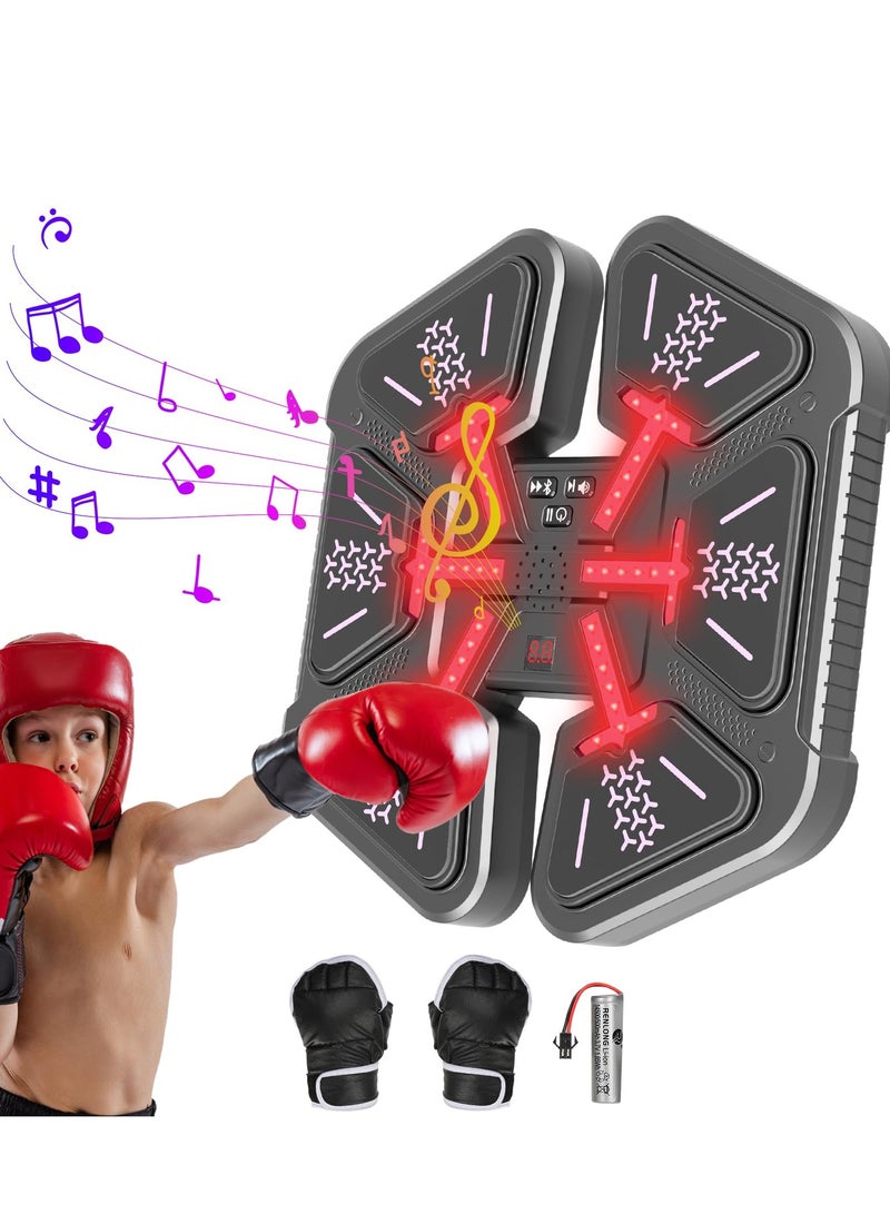 XiuWoo Music Boxing Machine with Boxing Gloves, Wall Mounted Intelligent Boxing Trainer for Kid, Boxing Game Equipment Workout Punching Machine for Kid Teenagers Boys Girls Gifts  - Image 1