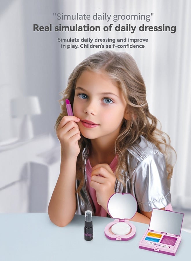 SHABILI Girls Makeup & Purse Pretend Play Set – 10PCS Toy Kit with Compact Powder, Eyeshadow, Phone – Gift for Kids Age 3+ - Image 3