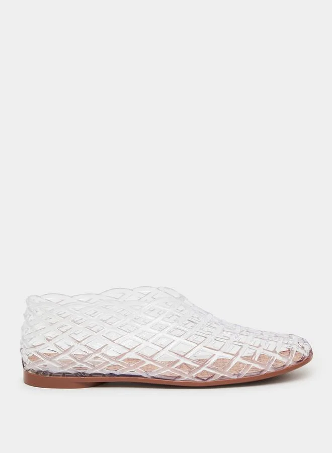 ستايلي Styli White Textured Jelly Ballet Flat Shoes