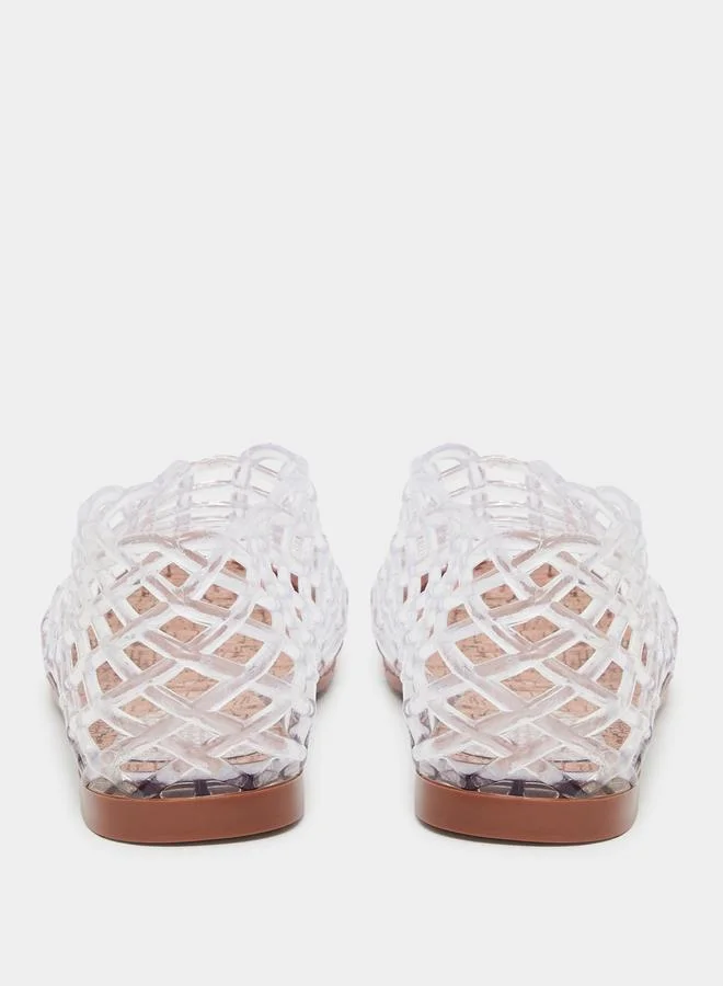 ستايلي Styli White Textured Jelly Ballet Flat Shoes