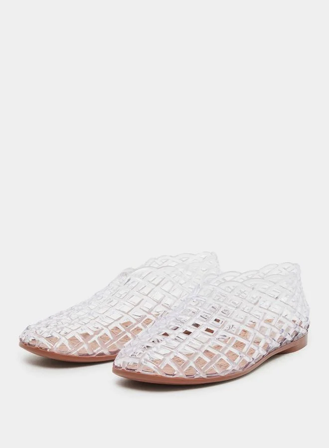 ستايلي Styli White Textured Jelly Ballet Flat Shoes