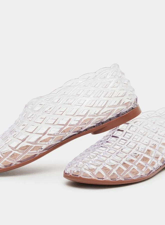 ستايلي Styli White Textured Jelly Ballet Flat Shoes