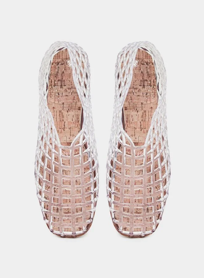 ستايلي Styli White Textured Jelly Ballet Flat Shoes