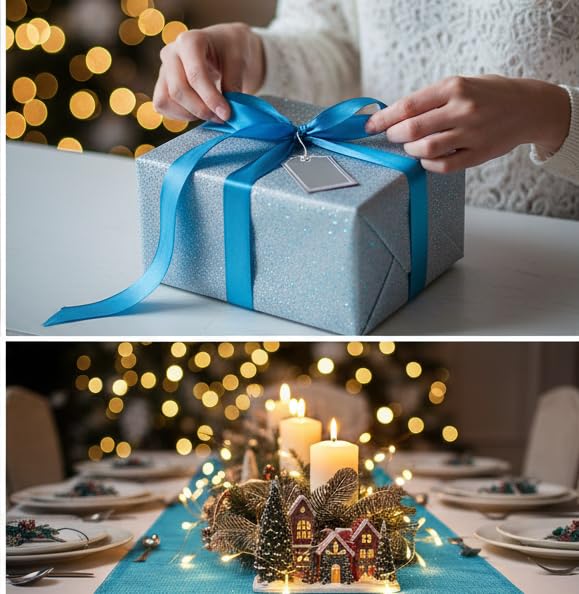 ProKart Premium Net Fabric Mesh Solid Glitter Cloth for Flower Bouquet, Trousseau Packing, Fabric for Gift Wrapping, Party Hall Decor, Sweet Boxes, Gift Decoration (10 Meters, Sparkling Blue) - Image 5