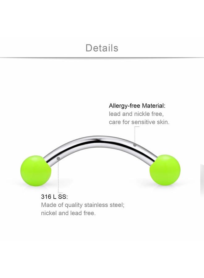 SCERRING 16G 14G Stainless Steel Curved Barbell Snake Eyes Tongue Ring Nipplerings Nipple Rings Piercing Jewelry Retainer 14mm 16mm 30PCS - Image 2