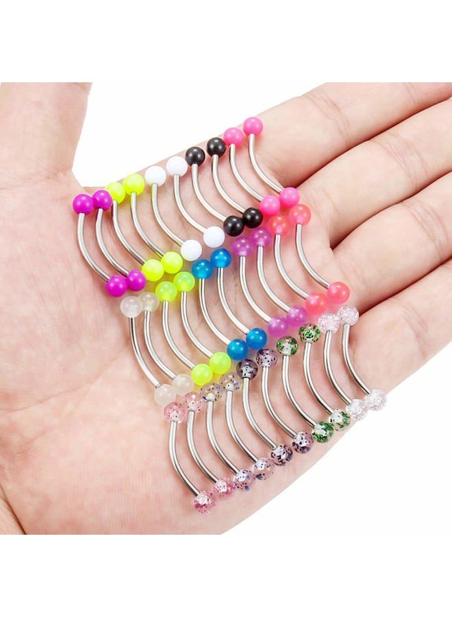 SCERRING 16G 14G Stainless Steel Curved Barbell Snake Eyes Tongue Ring Nipplerings Nipple Rings Piercing Jewelry Retainer 14mm 16mm 30PCS - Image 3