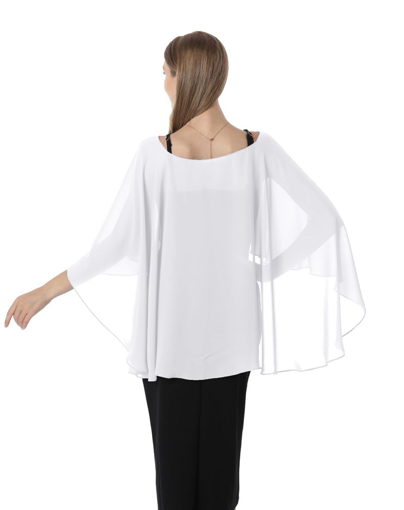 Hotshawl Capelets for women Chiffon Cape Shawls and Wraps for Evening Dress Wedding Capes Cover Up (Ivory) - Image 5