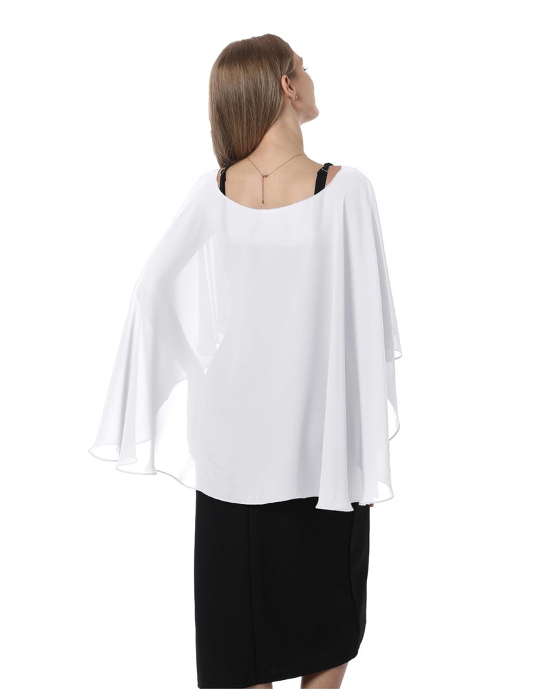 Hotshawl Capelets for women Chiffon Cape Shawls and Wraps for Evening Dress Wedding Capes Cover Up (Ivory) - Image 4