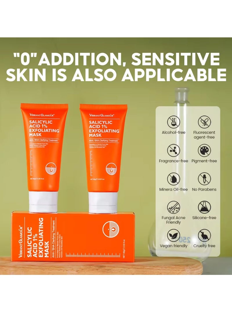 Vibrant Glamour 60g 1% Salicylic Acid Exfoliating Mask Face Exfoliating Mask Reduce Redness and Acne Scars Hydrates and Nourish Skin AHA BHA Clarifying Treatment for Blemish Prone Skin - Image 5